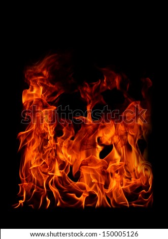 Fire flames, isolated on black background
