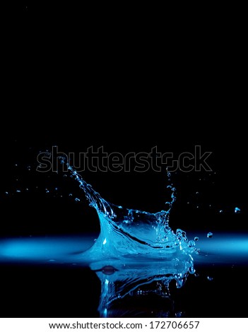 Water splash in black background