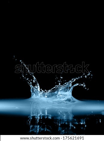 Water splash isolated in black background