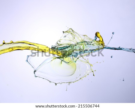 splashing paint in blue and yellow