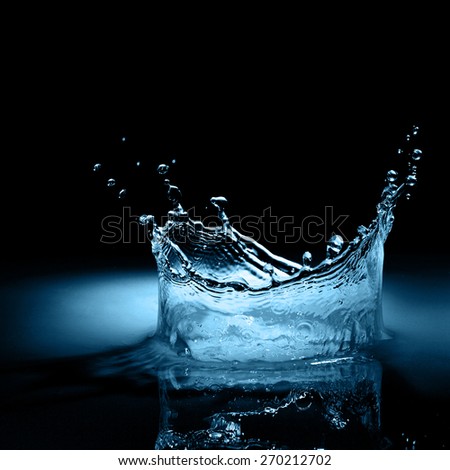Water crown splash in black