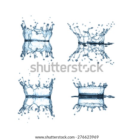 Water splashes collection isolated on a white background