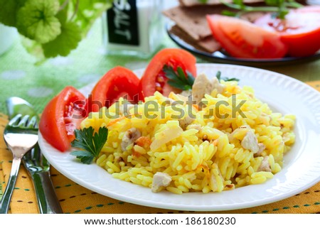 rice with meat, chicken and vegetables