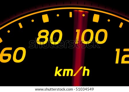 Close up of car speed meter