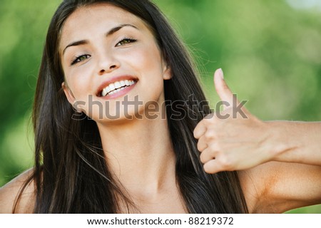 stock photo portrait young cute gay longhaired naked women shows thumb 