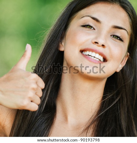 stock photo portrait young cute gay longhaired naked women shows thumb 