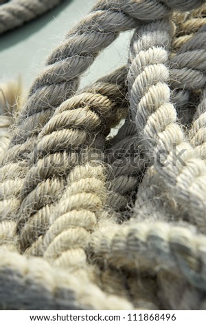 A close up image of ships sisal rope in a tangle