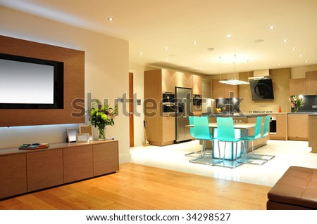The interior of a modern luxury kitchen.