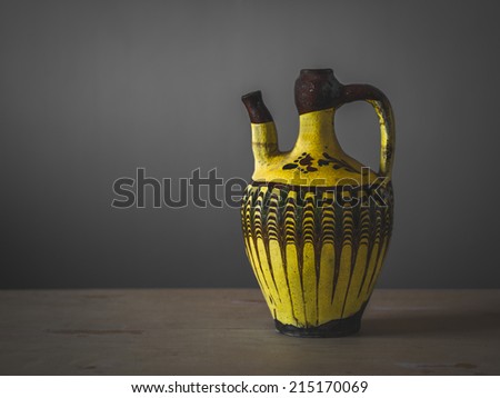Traditional Turkish Vase Still Life. Geometric patterned vase typical in Turkey.