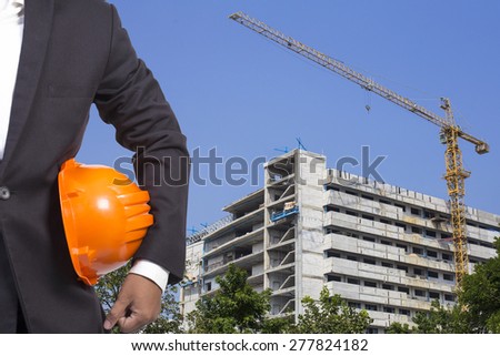engineer orange helmet for workers security Construction  background