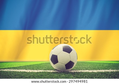 Soccer Background with Ukraine Flag vintage color