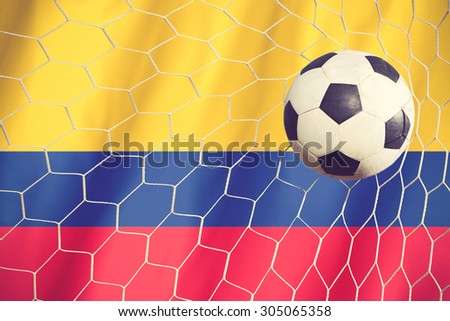 soccer ball on columbia flag vintage color