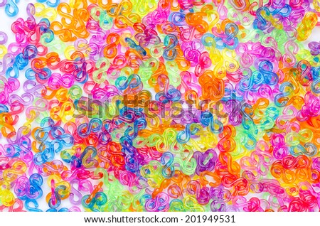 Picture of colorful plastic chain put as circle isolated with white background.