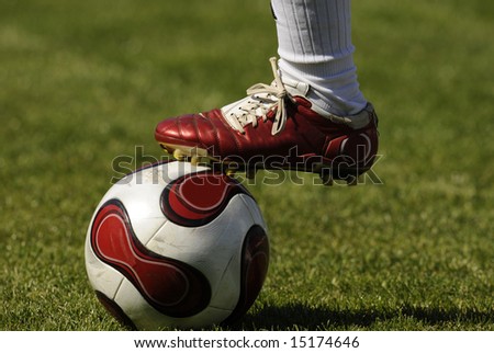 Soccer, football, player legs with a ball