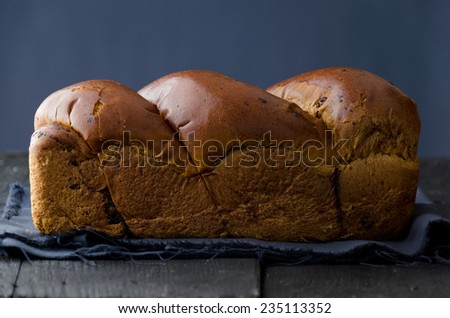 Homemade sponge cake or cake bread over dark wooden table