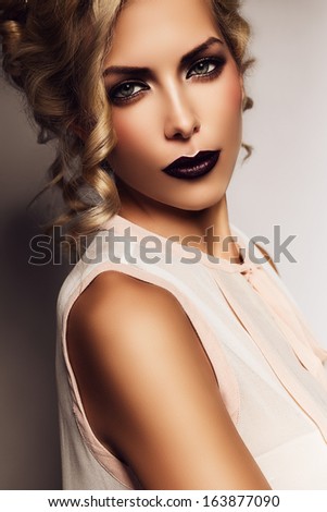 sexy woman with plum color lips