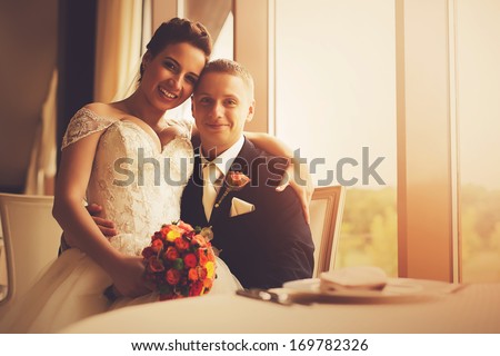 sensual happy married couple in restaurant sensual happy married couple in restaurant