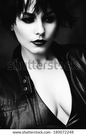 black and white portrait of sad sexy woman