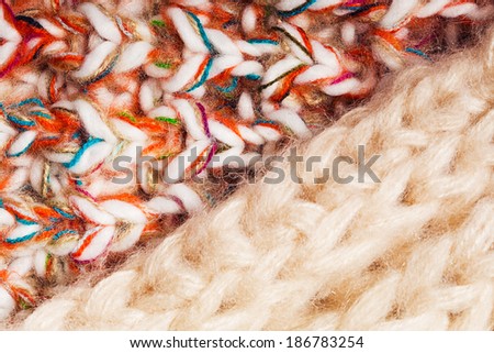 macro texture of different woolen threads