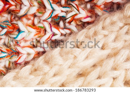 macro photo of different woolen threads