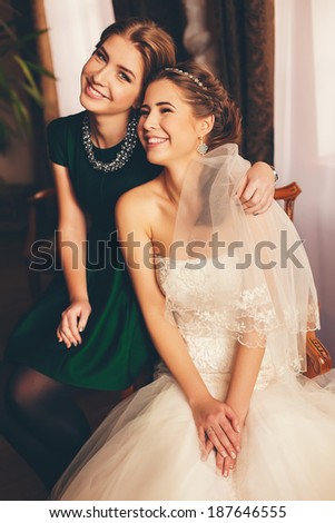 happy bride and her sister
