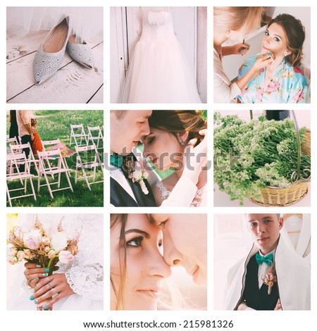 collage of beautiful natural wedding