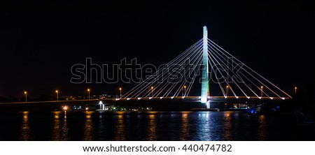 Night scene of link bridge in Lagos City, Nigeria
