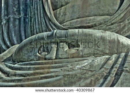 Buddha\'s hands, close up detail. HDR.Kamakura. Japan.