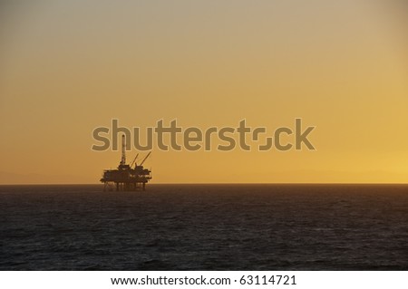 Oil Rig at sunset in Huntington Beach.