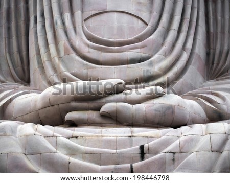 Hands detail of Great Buddha Statue in Bodhgaya, India.