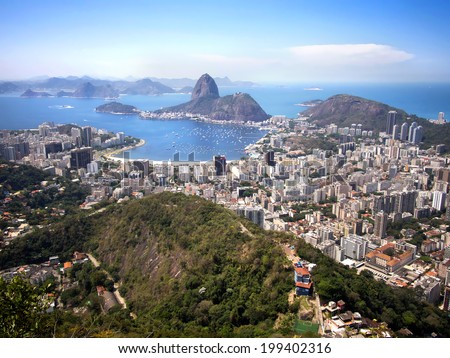 Sugar Loaf mountain and the Rio de Janeiro cityscape, Brazil.
