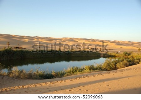 Lake in the Libyan desert