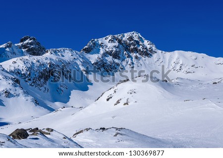 Winter view panorama mountain valley snow, Starolesna valley, High Tatra Mountains, Slovakia