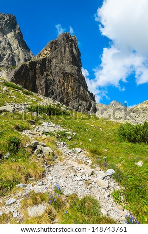 Mountain peaks, view from  trail to 5 lakes valley (Piat Spisskich Ples), High Tatras, Slovakia