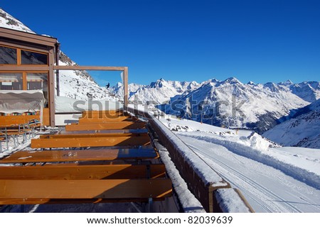 Mountain restaurant in ski resort of Solden in Austria