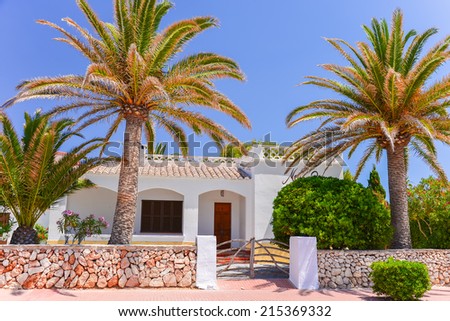 Typical Spanish villa house in town of Ciutadella, Menorca, Balearic Islands, Spain