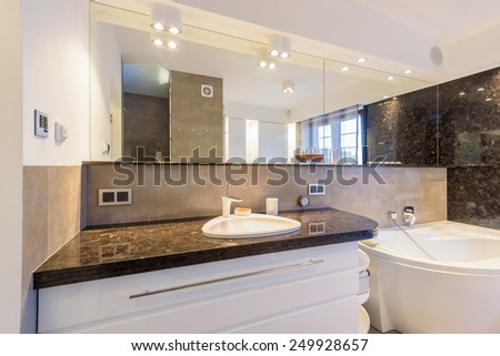 Modern bathroom in luxury apartment in Krakow city, Poland