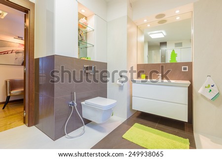 Modern bathroom in luxury apartment in Krakow city, Poland