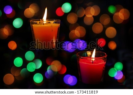 Bokeh beautiful  light and  fragrance candle in the darkness