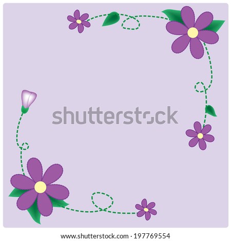 Vector purple flowers on the  purple background vintage