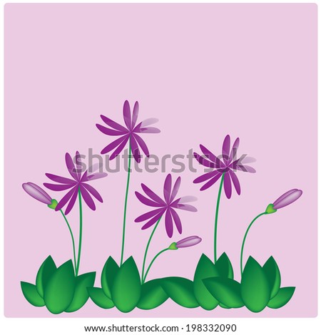 Vector purple flowers on the  purple background