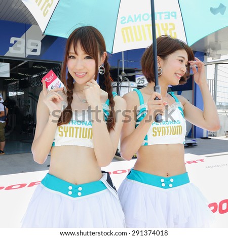 Buriram, Thailand - June 21, 2015: Race queen from Japan in pit walk Buriram super GT race 2015, Super GT Series Race at Chang International Racing Circuit, Buriram Thailand.