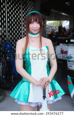 Buriram, Thailand - June 20, 2015: Race queen from Japan in pit walk Buriram super GT race 2015, Super GT Series Race at Chang International Racing Circuit, Buriram Thailand.