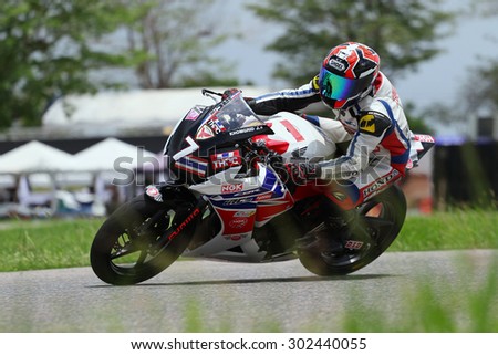 Nakhon Pathom, Thailand - July 25, 2015: The official qualifying for the R2M Thailand SuperBikes 2015 tournaments Was held at Thailand Circuit Nakhonchaisri Motor Sport Complex.