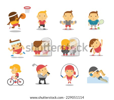Vector sport and fitness infographics Color flat icon set Vector sport and fitness infographics Color flat icon set