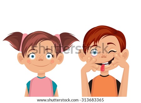 Brother And Sister. Vector Flat Illustration - 313683365 : Shutterstock