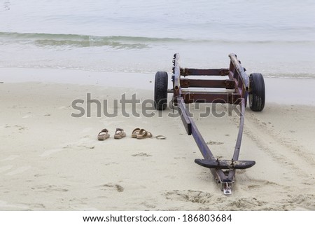 boat trailer at the beach