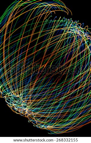 Abstract long exposure colourful neon lights texture soft focut.