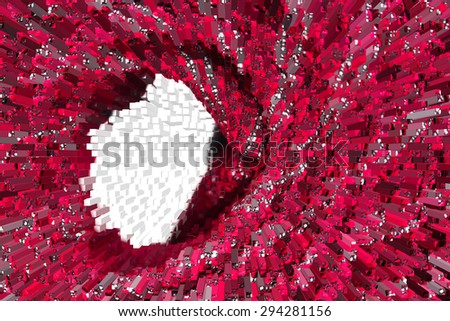 Stylise 3D red roll business neck tie silk on white background.