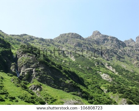 The mountains along the Silvretta high Alpine pass in Austria